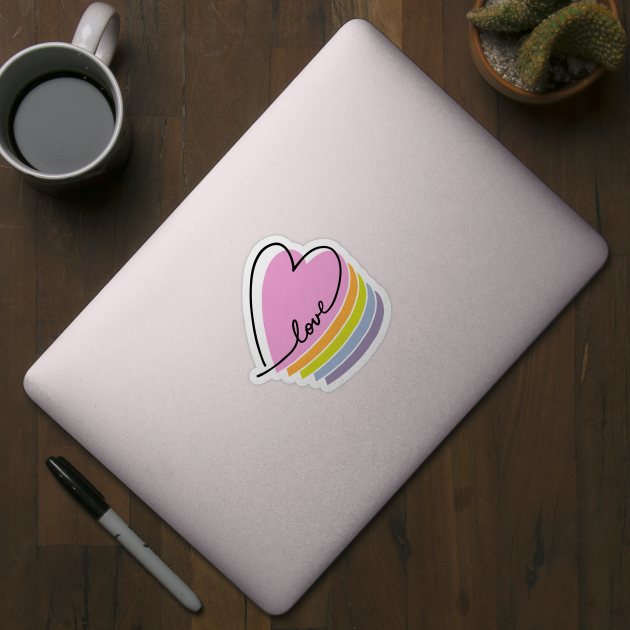 Pastel Rainbow Heart Love Letters Line Art by B*Shoppe